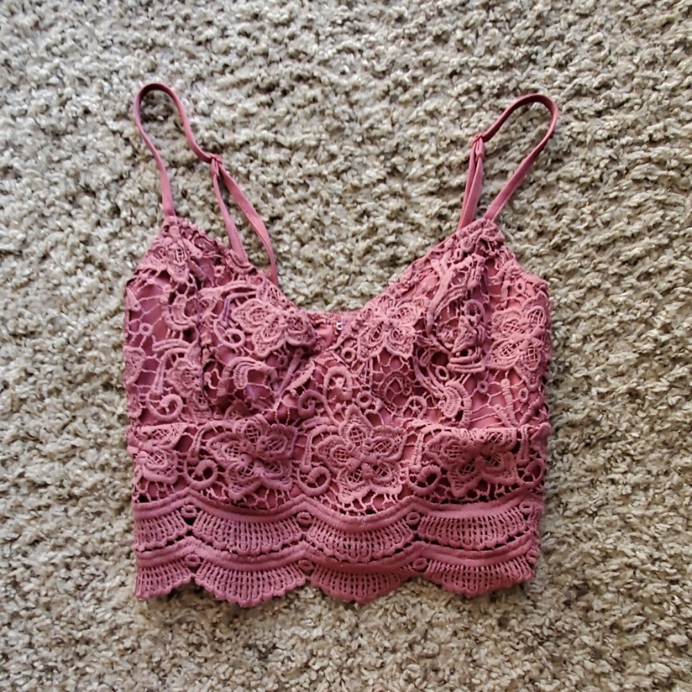 Mauve Crochet Crop Top